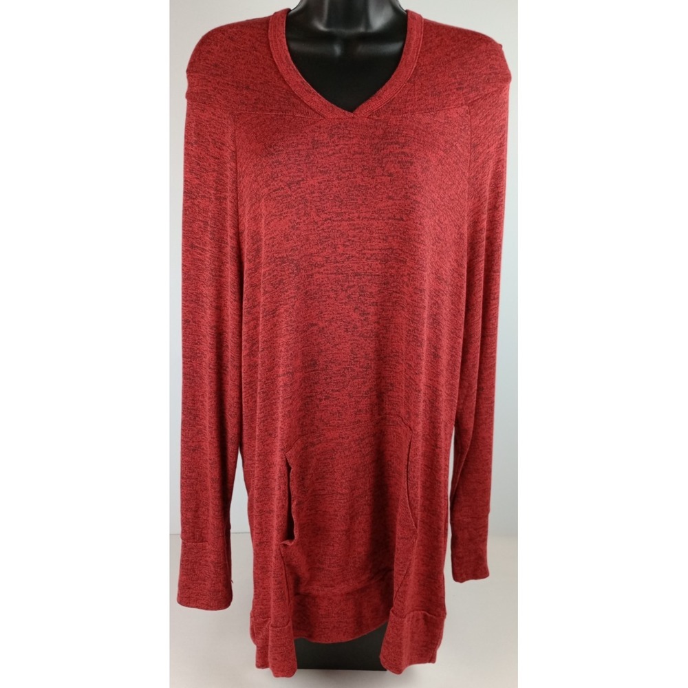 Ultra Teeze Women's 1X Lightweight Maroon Red Black Heather Hoodie Sweater